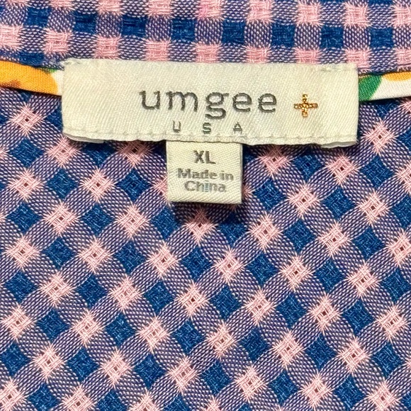 Umgee Gingham Pink and Blue Plaid Ruffled Babydoll Puff Sleeve Cotton Dress XL - Picture 9 of 10